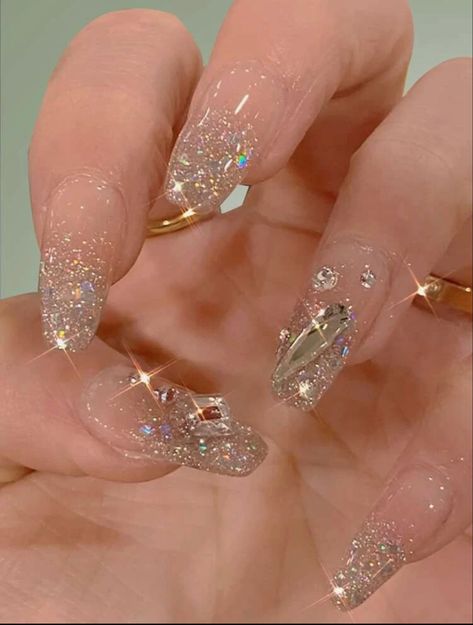 Blue Prom Nails, Ballerina Acrylic Nails, Ballet Nails, May Nails, Rose Nail Art, Bright Nails, Glass Nails, Ballerina Nails, Prom Nails