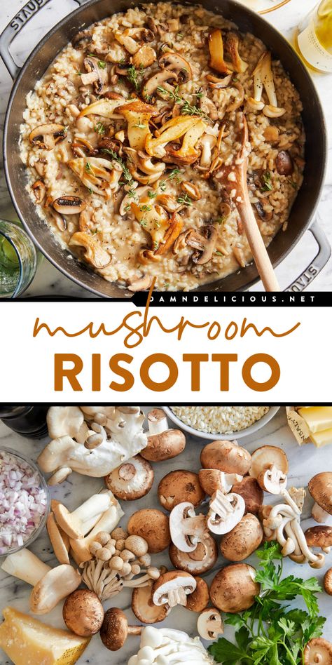 Here's an easy homemade risotto for your Easter dinner ideas! It's an Easter side dish recipe that's great year-round. Velvety, creamy, and full of flavor, this parmesan mushroom risotto is just perfect! Easter Recipes Lunch, Easter Dinner Ideas Vegetarian, Easter Risotto, Oyster Mushroom Risotto, Easy Easter Dinner Ideas, Homemade Risotto, Easter Recipes Ideas Dinner, Easter Meal Ideas, Rice Receipes