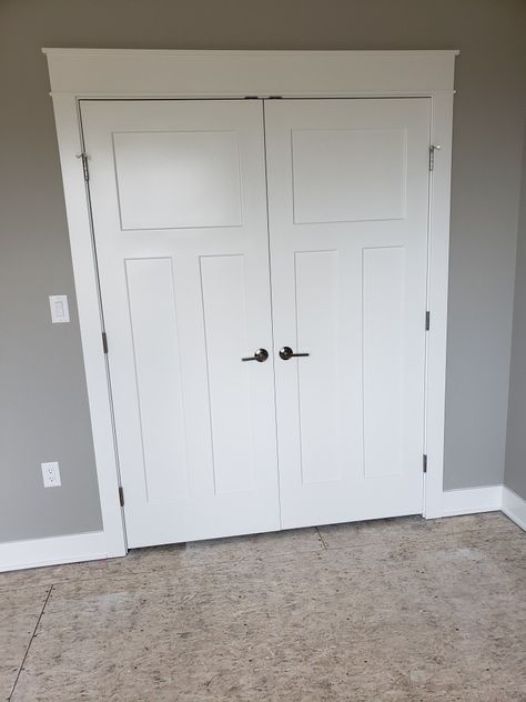 Craftsman Style Closet doors, Craftsman trim ideas, french doors Craftsman Closet, Parisian Style Bedrooms, Craftsman Trim Interior, Modern French Interiors, Paris Apartment Interiors, Craftsman Style Interiors, House Accents, French Closet Doors, House Finishes