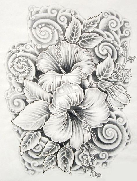 35 Beautiful Flower Drawings and Realistic Color Pencil Drawings | Read full article: http://webneel.com/flower-drawings | more http://webneel.com/daily | Follow us www.pinterest.com/webneel Hibiscus Drawing, Tato Mandala, Realistic Flower Drawing, Hibiscus Flower Drawing, Flowers Hibiscus, Hibiscus Tattoo, Kunst Tattoos, Beautiful Flower Drawings, Polynesian Tattoos