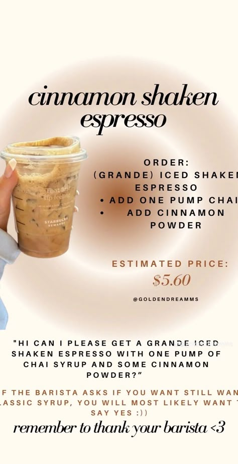 Starbucks Drinks Shaken Espresso, Random Starbucks Drinks, Sleepy Drinks, Starbs Drinks, Starbucks Drink Orders, Coffee Drinks Recipes, Copycat Drink Recipes, Starbies Drinks, Starbucks Drink Menu