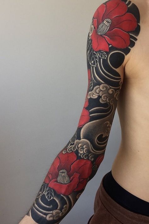 55+ Awesome Japanese Tattoo Designs | Art and Design Tattoos Western, Colorful Sleeve Tattoos, Japanese Leg Tattoo, Japanese Tattoos For Men, Tattoo Placements, Polynesian Tattoos, Full Arm Tattoos, Geometric Tattoos, Japanese Tattoos