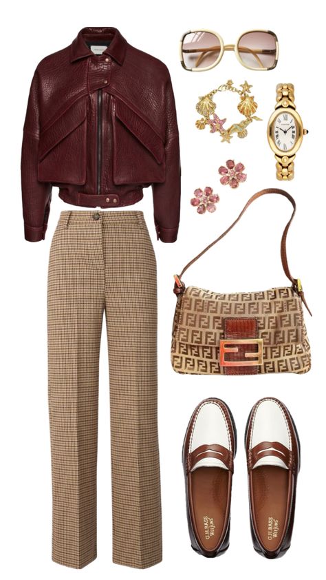 Brown Houndstooth Pants Outfit, Brown Plaid Pants Outfit, Brown Plaid Pants, Plaid Pants Outfit, Brown Plaid, Plaid Pants, New Wardrobe, Pants Outfit, Date Night