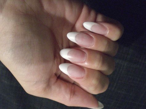 french acrylic almond nails Thick French Tip Almond, Thick French Almond Nails, Thick French Nails, Beige Coffin Nails, Thick French Tip, Cute Nail Colors, Nail Appointment, Plain Nails, Nice Nails