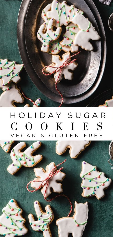 The Best Vegan Sugar Cookies with Royal Icing Vegan Christmas Sugar Cookies, Gluten Free Dairy Free Christmas Cookie Recipes, Vegan Gf Christmas Cookies, Non Dairy Christmas Cookies, Gluten Free Vegan Sugar Cookies, Christmas Vegan Cookies, Gf Df Christmas Cookies, Vegan Gluten Free Sugar Cookies, Dairy Free Cookies Christmas