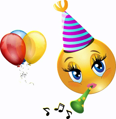 This pretty smiley is all about having a good time. Happy Birthday Emoticon, Happy Birthday Smiley, Birthday Emoticons, Happy Birthday Email, Happy Birthday Emoji, Party Emoji, Birthday Smiley, Birthday Cards Images, Free Emoji