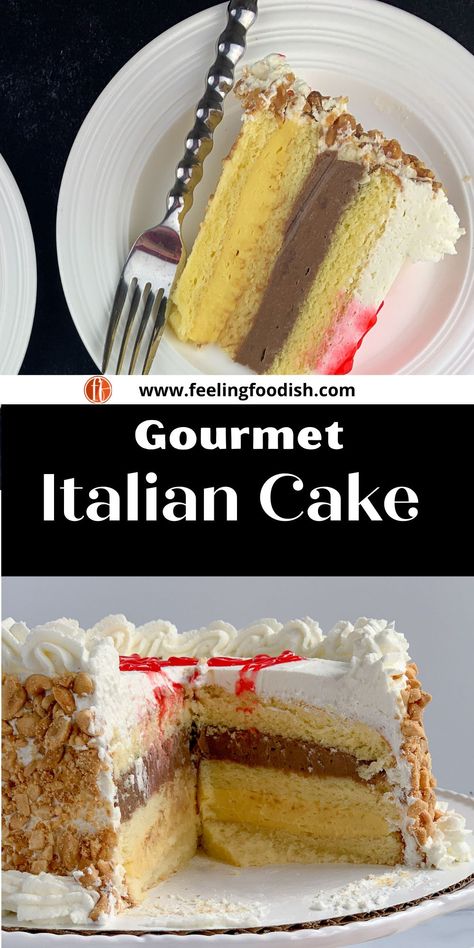 Rum Layer Cake, Neat Cake Ideas, Italian Sponge Cake With Custard, Baking With Rum, Italian Rum Cake Recipe Authentic, Italian Creme Cake Recipes Easy, Italian Custard Cake, Cake With Pudding Layer, Italian Buttercream Cake