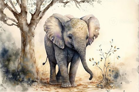 Project Theme, Elephant Images, Eagle Pictures, Watercolor Elephant, Elephant Art, Baby Elephant, Watercolor Clipart, Scrapbooking Layouts