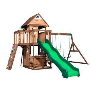 Backyard Discovery Mount Triumph All Cedar Swing Set-1701014com - The Home Depot Rock Climbing Wall, Wooden Swings, Backyard Playground, Climbing Wall, Built In Bench, Outdoor Playground, Swing Set, Picnic Area, Outdoor Kids