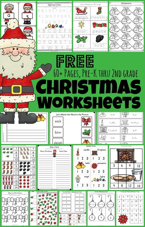 🎅🎄 FREE Christmas Worksheets Preschool Christmas Worksheets, Free Printable Christmas Worksheets, Christmas Worksheets Kindergarten, Christmas Math Worksheets, Holiday Worksheets, Homeschool Worksheets, Christmas Worksheets, Christmas Kindergarten, Christmas Math