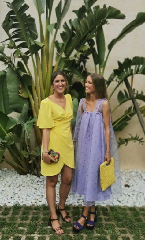 Island Wedding Dress Guest, Spanish Wedding Guest Outfit, Colorful Cocktail Attire, Church Elopement, Summer Cocktail Attire, Cocktail Wedding Attire, Garden Cocktail, Cocktail Dress Code, Party Dress Codes