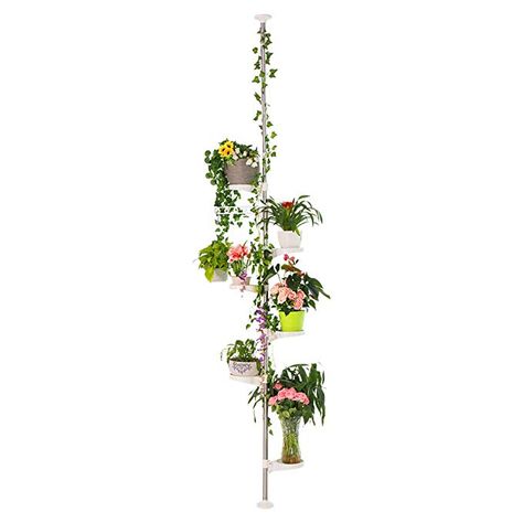 Amazon.com : Hershii 7-Layer Tension Pole Plant Stand Indoor Decorative Metal Flower Pot Holder Display Rack Floor to Ceiling Adjustable Hanging Corner Shelf Space Saver - Ivory : Gateway