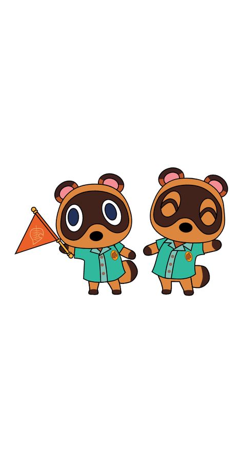 Animal Crossing sticker with raccoons apprentices of Tom Nook - the twins Timothy, aka Timmy, and Thomas, aka Tommy, who hold hands.. Tom Nook Drawing, Timmy Tommy Nook, Timmy And Tommy Nook Fanart, Animal Crossing Sketch, Animal Crossing Timmy And Tommy, Timmy And Tommy Nook, Animal Crossing Drawings, Animal Crossing Painting, Acnh Drawing