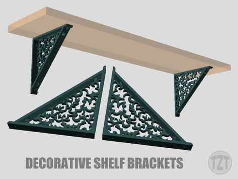 3d Printed Shelf Brackets, Decorative Shelf Brackets, Useful 3d Prints, 3d Printer Designs, 3d Printing Diy, Cnc Plasma, Shelf Brackets, Shelf Decor, 3d Printer