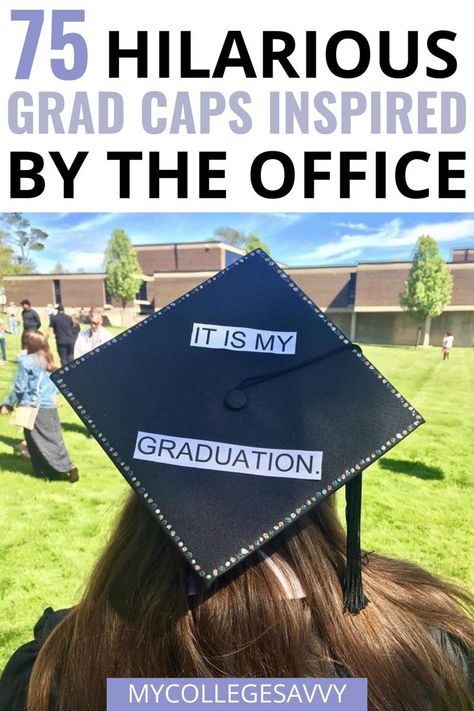 The Office graduation cap ideas Office Graduation Cap, The Office Graduation Cap, High School Graduation Cap Designs, Graduation Cap Designs College, Funny Graduation Caps, Graduation Cap Ideas, Grad Cap Decorated, High School Graduation Cap, Graduation Party Foods