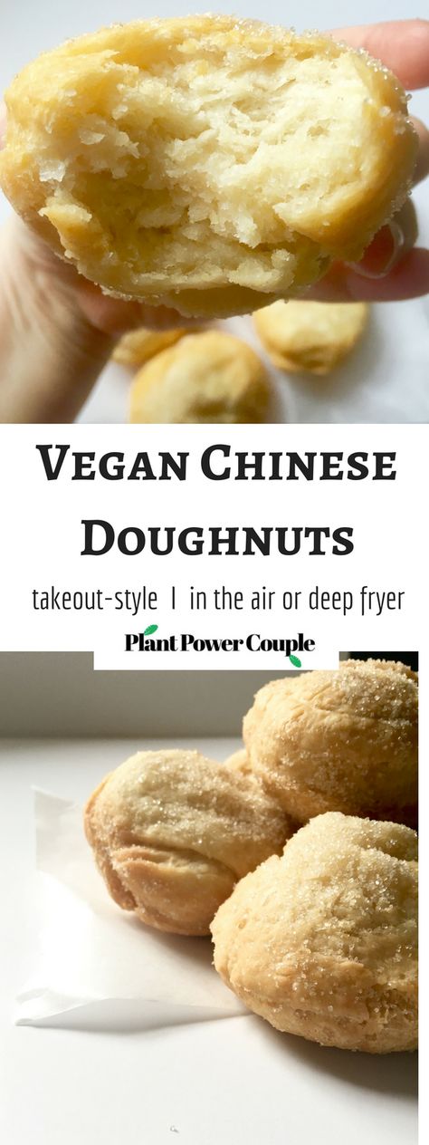 Chinese Doughnut, Fried Balls, Healthy Vegan Dessert, Vegan Chinese, Vegan Baking Recipes, Mapo Tofu, Vegan Donuts, Chinese Takeout, Deep Fryer