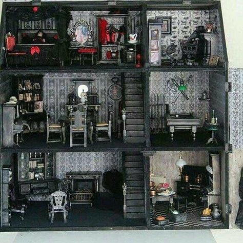 Goth Dollhouse, Miniature Haunted House, Witch Dollhouse, Halloween Doll House, Spooky Dollhouse, Haunted Miniatures, Monster High House, Spooky Miniatures, Vampire Mansion