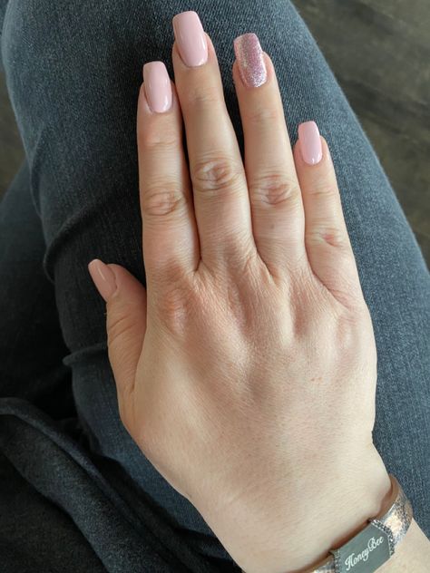 Baby Pink Nails With Glitter, Trip Nails, Pink Nails With Glitter, Shower Nails, Baby Shower Nails, Ring Finger Nails, Nails With Glitter, Baby Pink Nails, Glitter Ring