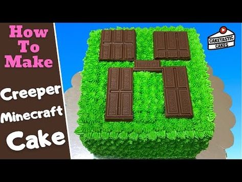 Minecraft Cake Tutorial, Creeper Cake, Easy Minecraft Cake, Creeper Minecraft, Minecraft Cake, Cake Youtube, Cake Tutorial, Cake Shop, Creepers