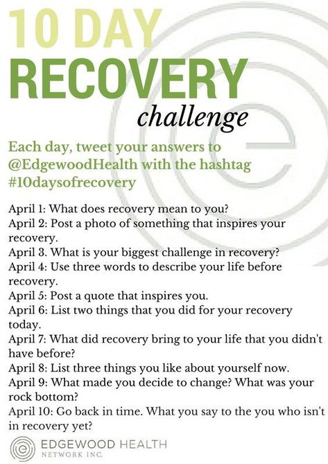 Join us on Twitter for our 10 day recovery challenge! Tweet your answer to the posted question to us each day @EdgewoodHealth! Let's show everyone the power of recovery! #10daysofrecovery: 12 Steps Recovery, Relapse Prevention, Recovering Addict, Recovery Inspiration, Celebrate Recovery, Counseling Activities, Recovery Quotes, Therapy Activities, Me Time