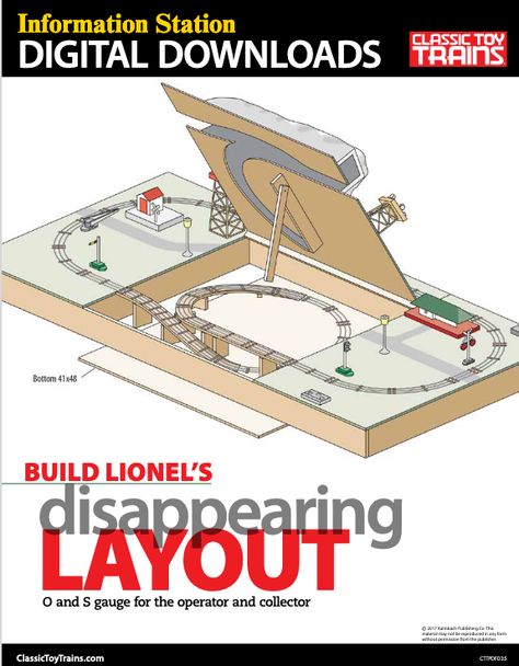 Lionel's Disappearing Train Layout | Classic Toy Trains Magazine Lionel Trains Layout, Toy Train Layouts, Ho Train Layouts, Model Train Table, Ho Scale Train Layout, Model Training, Train Kit, Ho Model Trains, Model Railway Track Plans