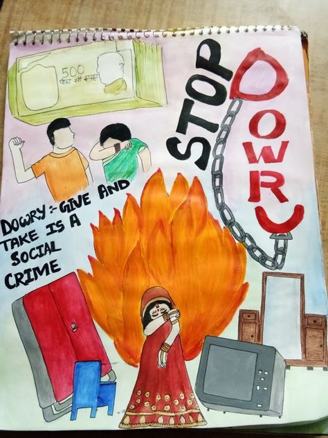 #stop dowry# Stop Dowry Poster, Dahej Pratha Image, Poster On Dowry System, Dowry System Drawing, Dowry System Poster Drawing, Say No To Dowry Poster, Dowry Poster, Dowry System Poster, Hindi Project