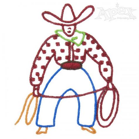 Cowboy Embroidery Design Western Embroidery Designs, Cowboy Hat Embroidery, Texas Embroidery, Country Embroidery, Man With Hat, Cowboy Embroidery, Western Embroidery, Ith Embroidery Designs, Miniature Embroidery