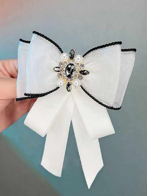 Multicolor  Collar  Polyester   Embellished   Women Accessories Womens Ties, Bow Tie Women, Fake Collar, Silver Bow, Collars For Women, Styl Vintage, Flower Brooch, Vintage Lace, Bridal Accessories