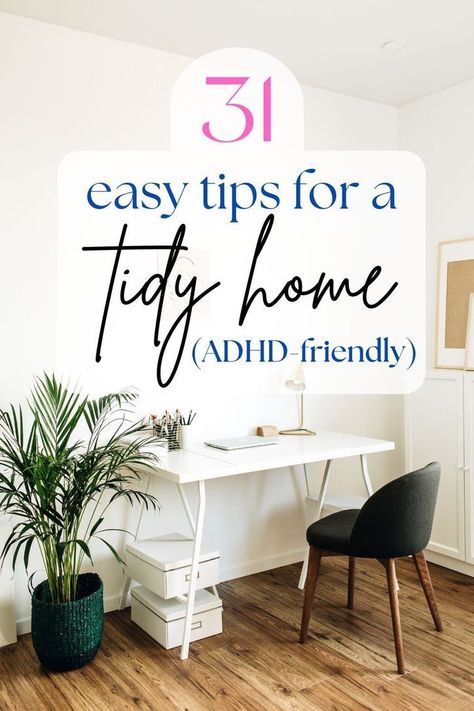 Struggle to keep your home tidy for longer than a day? This post shares 31 real-life tidy home strategies, from one messy person to another, with some fun tips to make it enjoyable! #TidyHomeStrategies #MessyToTidy #ADHDLife Tidying Motivation, Tidying Tips, Messy People, Easy Cleaning Hacks, Todo List, Dirty Laundry, Tidy Up, Neat And Tidy, Clutter Free