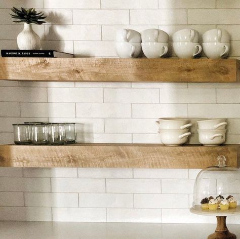 Floating Shelf Modern, Kitchen Floating Shelves, Oak Floating Shelves, Shelves Floating, Shelf Modern, Rustic Mantel, Floating Shelves Kitchen, Wooden Brackets, Rustic Floating Shelves