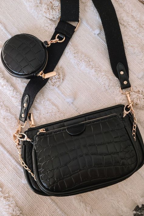 Trendy bag from Amazon - click through to shop! Amazon fashion finds, multi pochette bag, crossbody bag, trendy bag, black croc crossbody bag, spring bag, spring 2022 trends, bag with coin purse, designer inspired bag, handbags, chain handle bags Croc Outfits, Amazon Bag, Amazon Fashion Finds, Spring Bags, Designer Crossbody, Designer Crossbody Bags, Black Bag, Amazon Fashion, Tote Handbags