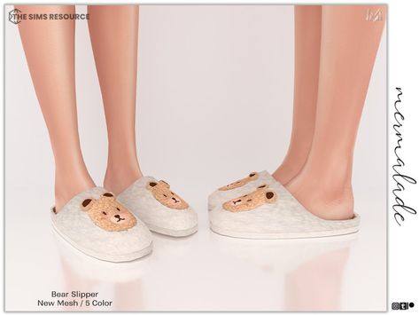 The Sims Resource - Bear Slipper (Female) S281 Sims 4 Slippers, Cc Shoes, Sims 4 Cc Shoes, Bear Slippers, Sims 4 Body Mods, Sims 4 Teen, Sims 4 Clothing, Sims Mods, Body Mods