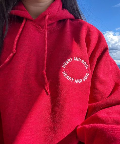 Matilda Djerf, Hoodie Oversize, Oversized Look, Circular Design, Embroidered Heart, Hoodie Outfit, Red Colour, Heart And Soul, Red Outfit