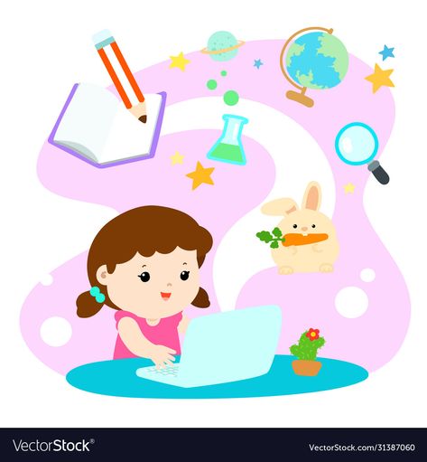 Online Learning Illustration, Learning Illustration, Education Vector, Online Education, Social Distancing, Children Illustration, Distance Learning, Online Learning, School Design