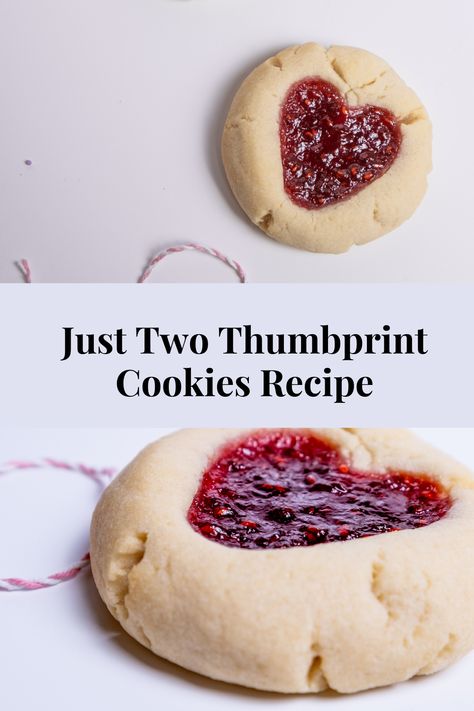 Two Thumbprint Cookies- Just TWO Thumbprint cookies. Fill these buttery shortbread cookies with your favorite jam and you’ll have the best thumbprint cookies ever. Small Batch Thumbprint Cookies, Best Thumbprint Cookies, Thumbprint Cookies Easy, Raspberry Thumbprint Cookies, Batch Baking, Sour Cream Sugar Cookies, Small Batch Baking, Thumbprint Cookies Recipe, Thumb Print