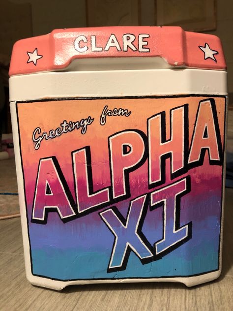 Sorority Cooler Ideas, Beta Cooler, Coolers Painted, Sorority Coolers, Formal Coolers, Frat Formal, Fraternity Cooler, Painted Coolers, Formal Cooler Ideas