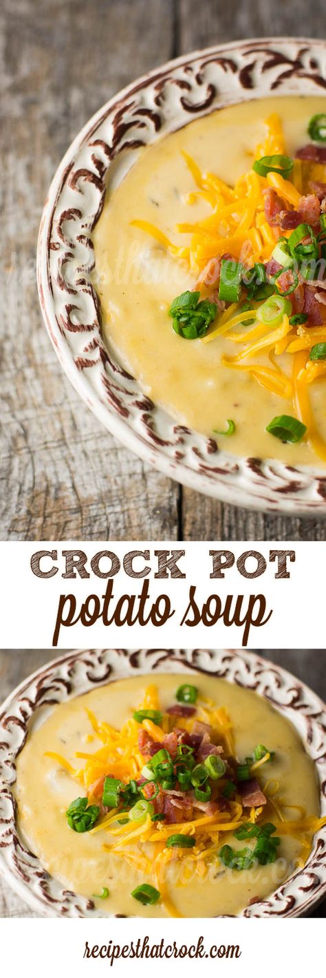 This savory crock pot potato soup recipe is the perfect loaded potato soup. We tested a lot of potato soup recipes and THIS one is the one that won by a landslide. Comfort in a bowl. Cheddar Bacon Potato Soup Crockpot, Milk Based Soups, Crock Pot Potato Soup, Crock Pot Potato, Crockpot Potato Soup, Crockpot Potato, Crock Pot Potatoes, Crockpot Soup, Wellness Food