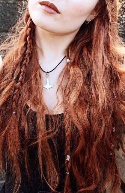 metal beads + braids Elven Hairstyles, Viking Braids, Braid Clips, Growth Motivation, Viking Hair, Hippie Hair, Hair Things, Long Red Hair, Original Characters