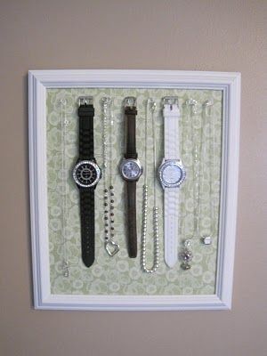 Watch holder- cute idea but I wouldn't use push pins, probably some hooks Diy Watch, Mens Casual Watches, Watch Organizer, Watch Stand, Watch Holder, Watch Storage, Hee Hee, Watch Display, Bathroom Pictures