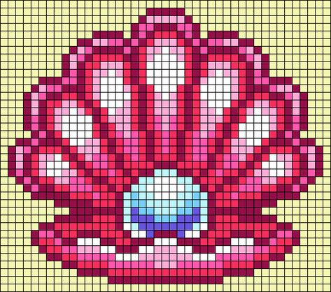 Sea Shell Cross Stitch Pattern, Seashell Pixel Art, 8 Bit Pixel Art Pattern, Fish Alpha Pattern, Large Pixel Art, Fairy Pixel Art, Pixel Grid, Seed Bead Art, Modele Pixel Art