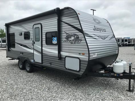 New 2020 Jayco Jay Flight SLX 8 212QB Travel Trailer at Wehr RV | Springfield, MO | #S751J Jayco Travel Trailers, Roof Ladder, Trailer Camping, Travel Trailer Camping, Flight Travel, Goodyear Tires, Stainless Steel Refrigerator, Diamond Plate, Roofing Systems