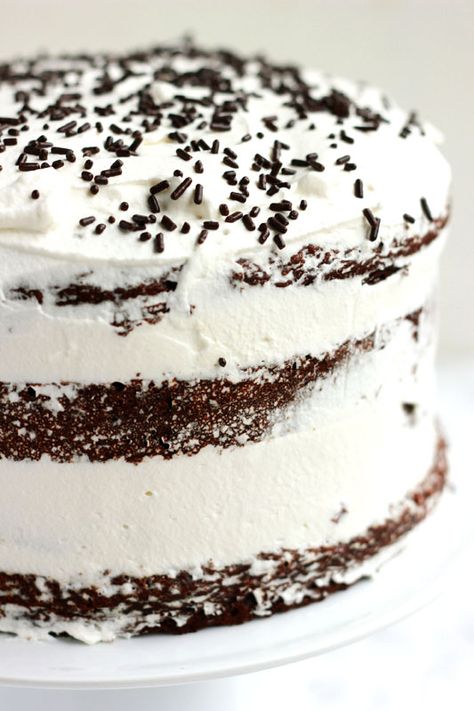 chocolate whipped cream cake - onesweetappetite.com Perfect Cake Recipe, Whipped Cream Cake, Cake With Whipped Cream, Whipped Cream Cakes, Sweet Whipped Cream, Chocolate Whipped Cream, Nice Recipes, Whipped Cream Frosting, Rich Chocolate Cake