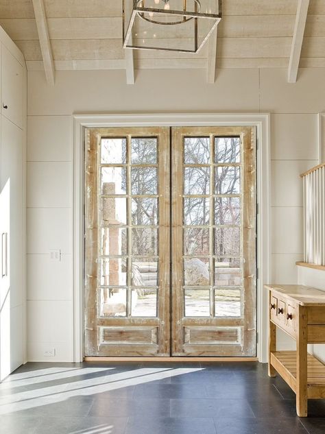 Antique Whitewashed French Door Custom Built Interior | Etsy Canada Pocket Door Pantry, Interior Exterior Doors, French Doors Exterior, Interior Sliding Barn Doors, Pantry Doors, Pocket Door, Doors Sliding, Antique Doors, French Doors Interior