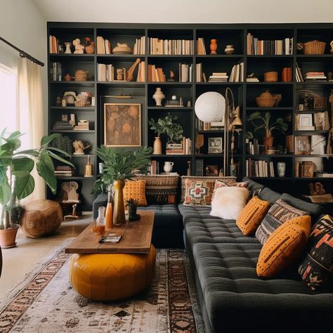 70s Living Room, Modern Bohemian Living Room, Moody Living Room, Decor Western, Bohemian Living Rooms, Interior Design Per La Casa, Inspire Me Home Decor, Design Apartment, Living Room On A Budget