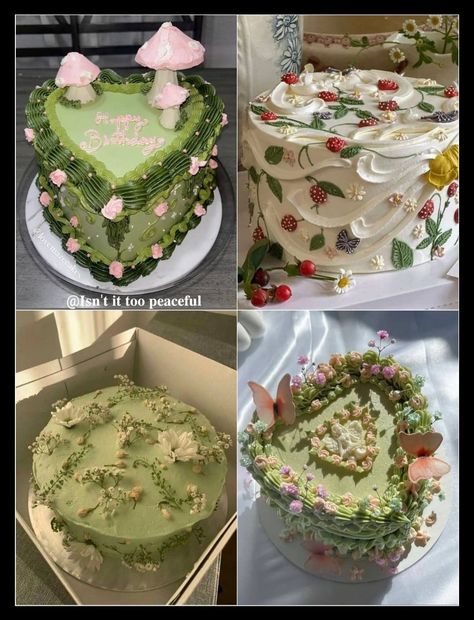 Cottage Core Cakes, Cottagecore Cake, Cottagecore Birthday, Garden Theme Cake, Moss Cake, Moss Fairy, Fairy Garden Cake, Fairy Whimsical, Tea Party Cake