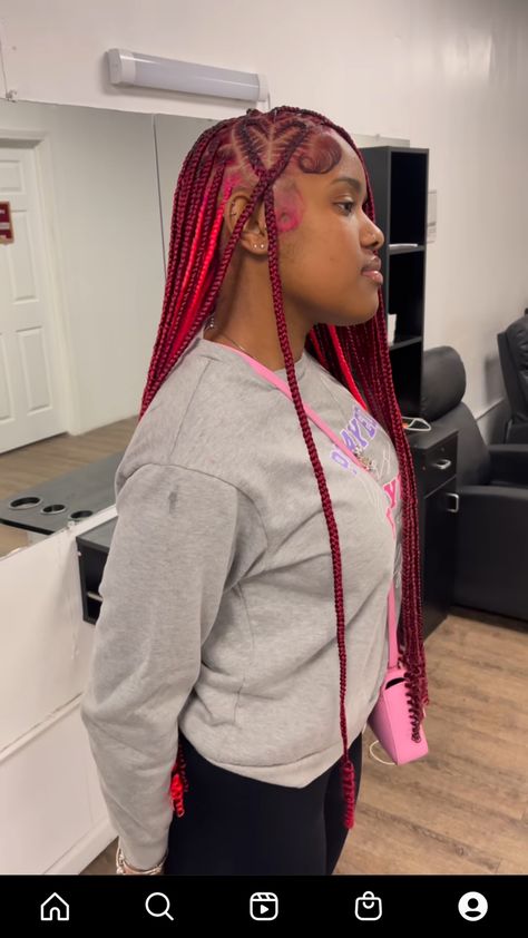 Red Box Braids, Valentines Hairstyles, Red Hairstyles, Black Red Hair, Red To Blonde, Box Braids Hairstyles For Black Women, Braided Hairstyles For Teens, Braids Hairstyles Pictures, Cute Box Braids Hairstyles