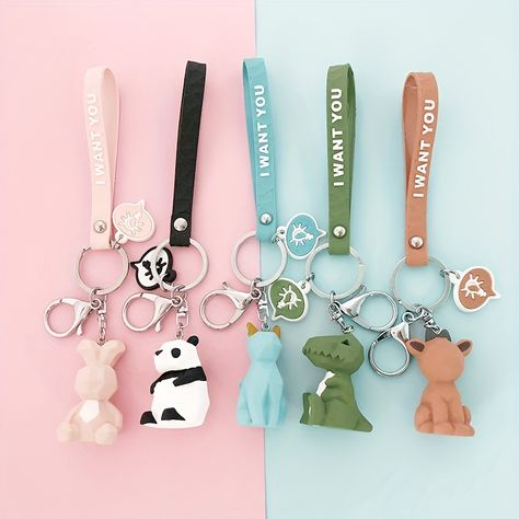 Faster shipping. Better service Dinosaur Keychain, Geometric Face, Cell Phone Charms, Geometric Animals, Chic Gifts, Cute Fox, 귀여운 동물, Ornament Gifts, Car Pendant