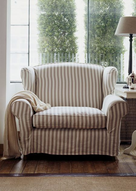 Striped Accent Chair, Big Comfy Chair, Striped Chair, Slip Covers, Comfy Chairs, Nantucket, On The Side, Home Bedroom, Home Living Room