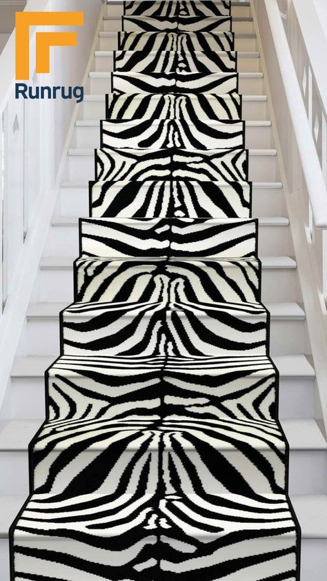 Zebra Print Stair Runners | RunRug The pile of this carpet runner is extremely tight and compact. Each tuft of carpet is reinforced by another tuft, this makes the carpet less prone to flattening or crushing. It has been classified as a heavy domestic product, this means that it is suitable in high traffic areas in all domestic locations. *Free Delivery and Returns* Yellow Rooms, Stair Carpet Runner, White Stairs, Stair Carpet, Stair Runners, Stair Runner Carpet, Carpet Stairs, Stair Runner, Carpet Runner