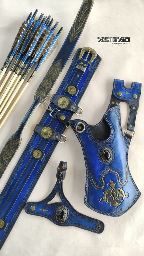 Viking Bow And Arrow, Pretty Bow And Arrow, Archer Bracer, Blue Bow And Arrow, Bows And Arrows, Arrow Quiver, Fairy Grunge Aesthetic, Archery Set, A Darker Shade Of Magic